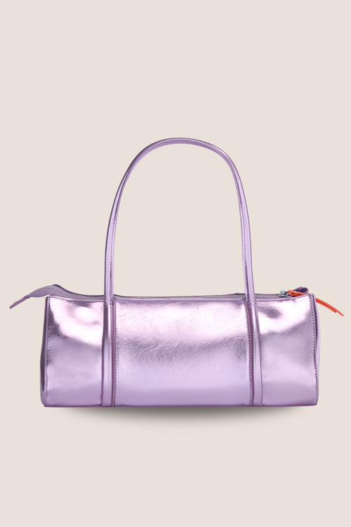 Load image 1 in gallery view. The Barrel Bag: Lilac Metallic