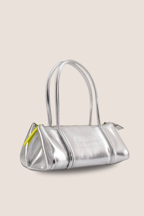 Load image 1 in gallery view. The Barrel Bag: Silver Metallic