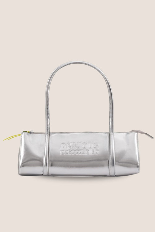 Load image 1 in gallery view. The Barrel Bag: Silver Metallic