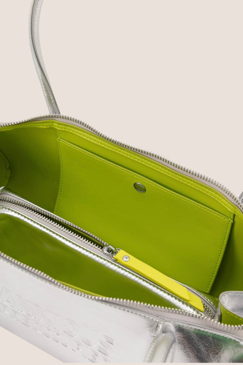 Load image 1 in gallery view. The Barrel Bag: Silver Metallic