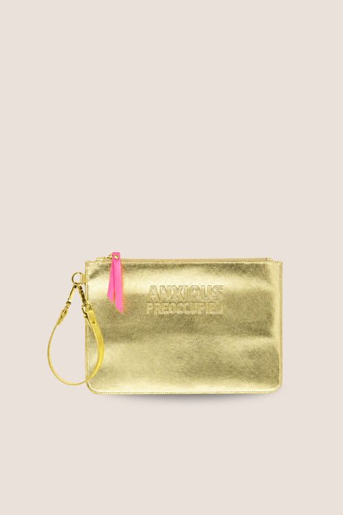 Load image 1 in gallery view. The Clutch Bag/Wallet: Gold Metallic Crossbody Removable Strap