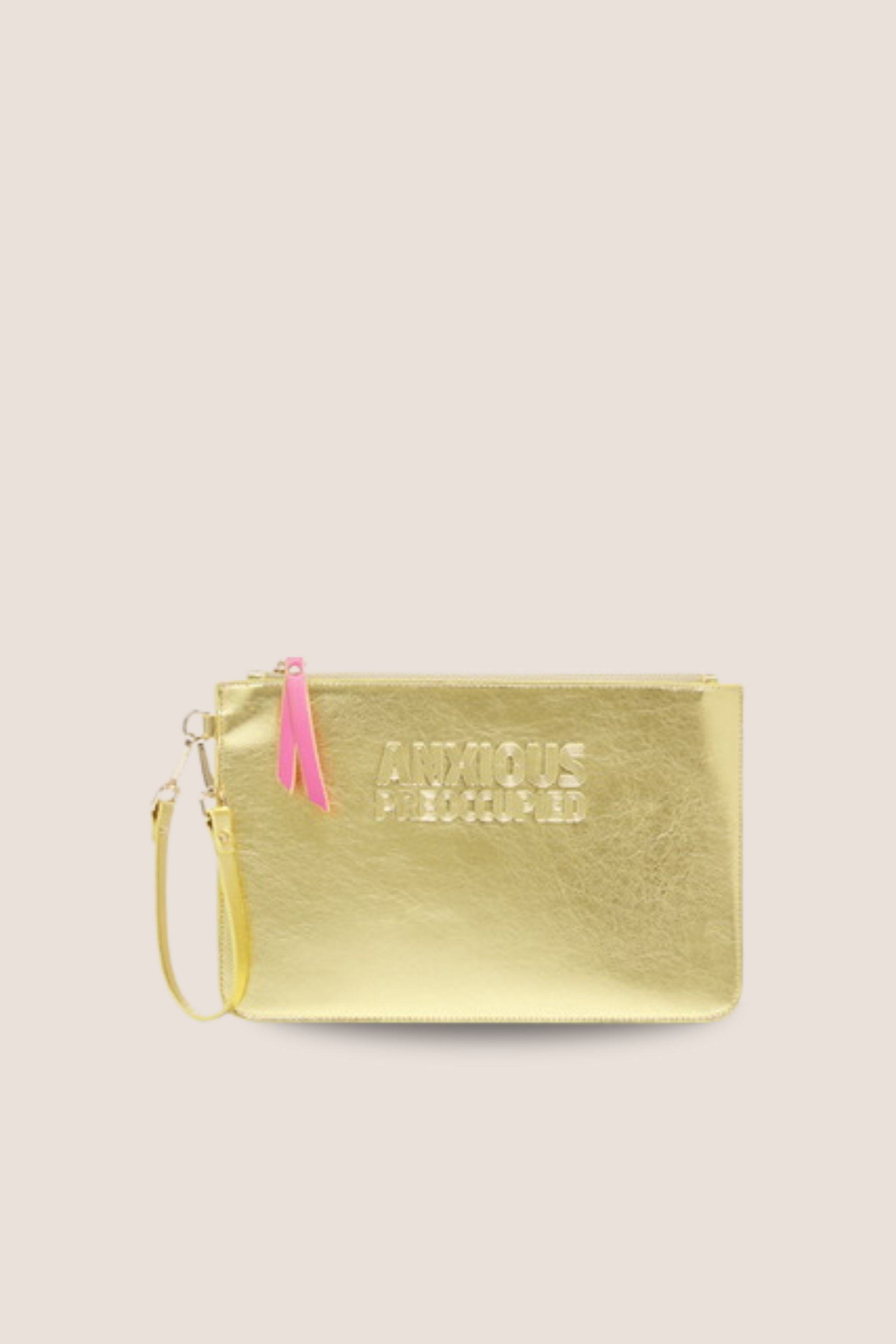 The Clutch Bag/Wallet: Gold Metallic Crossbody Removable Strap