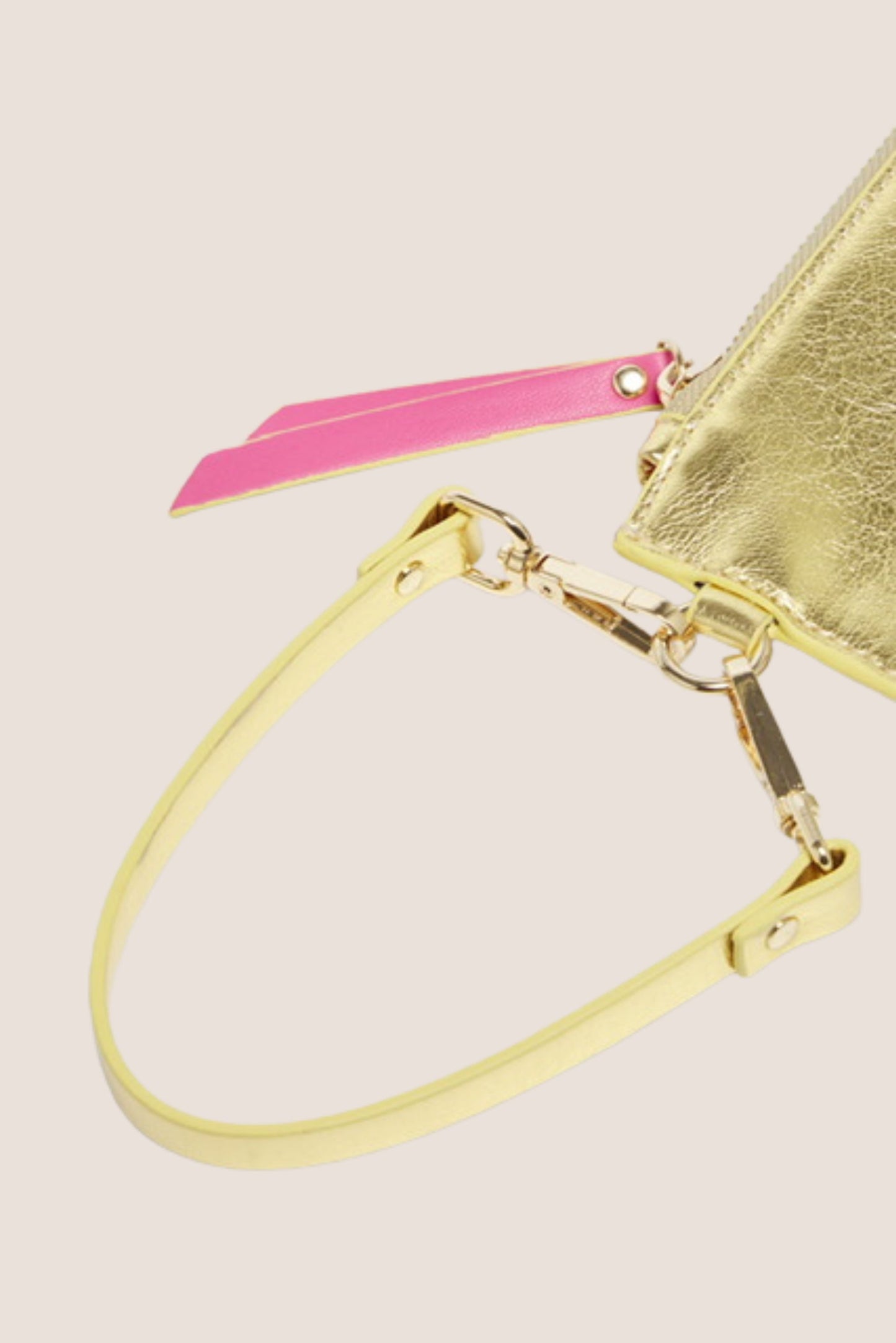 The Clutch Bag/Wallet: Gold Metallic Crossbody Removable Strap
