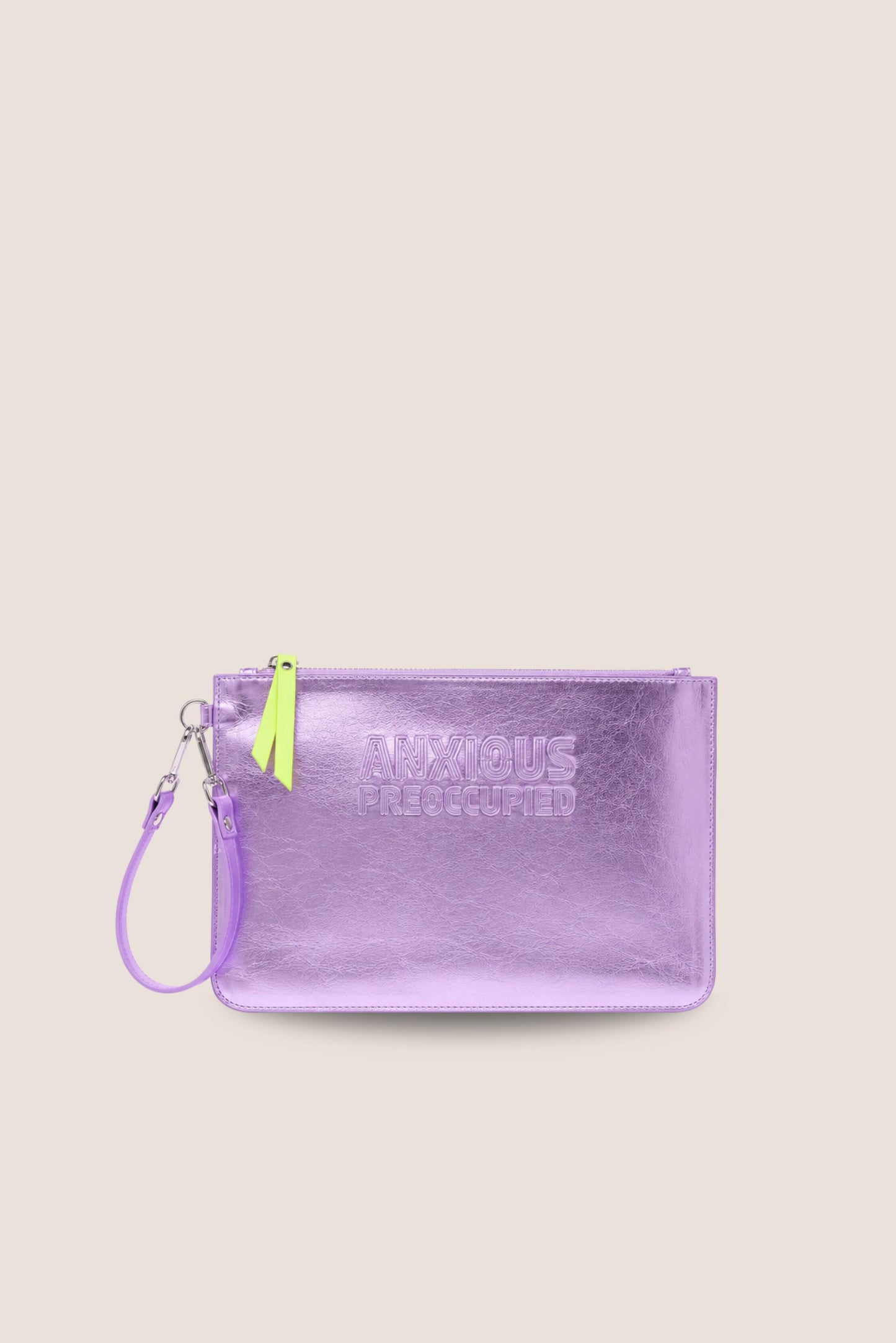 The Clutch Bag/Wallet: Lilac Metallic Crossbody Removable Strap
