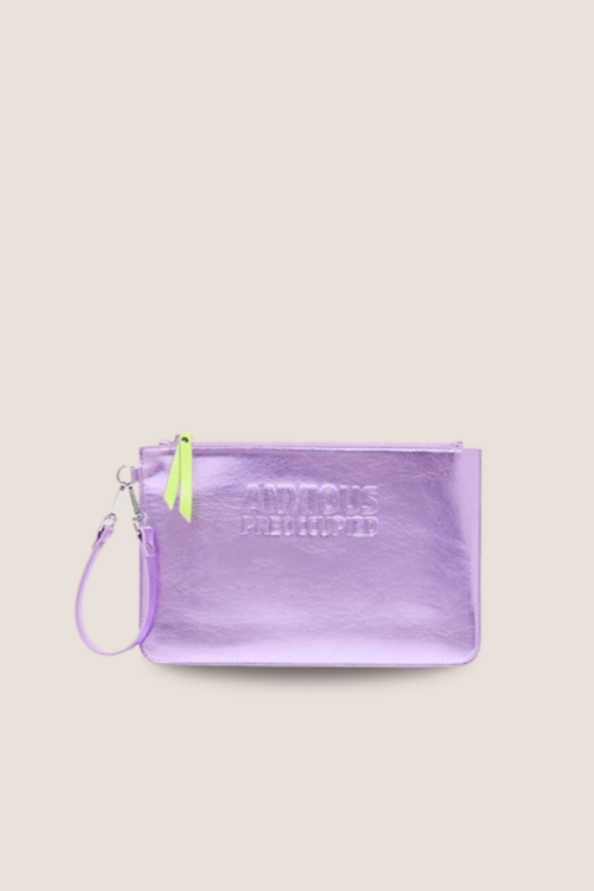The Clutch Bag/Wallet: Lilac Metallic Wrist Removable Strap