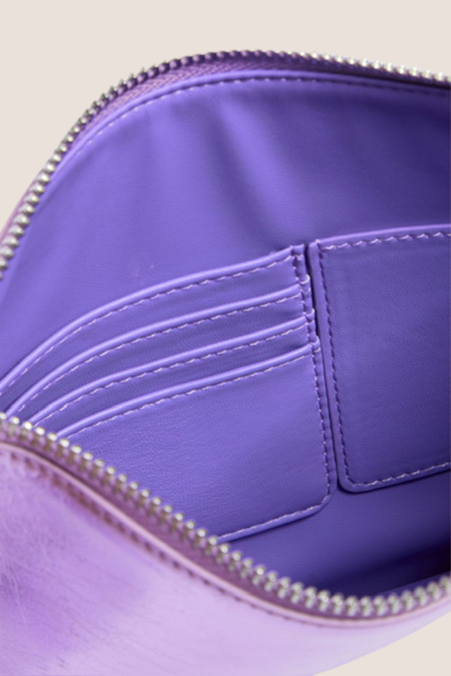 The Clutch Bag/Wallet: Lilac Metallic Crossbody Removable Strap