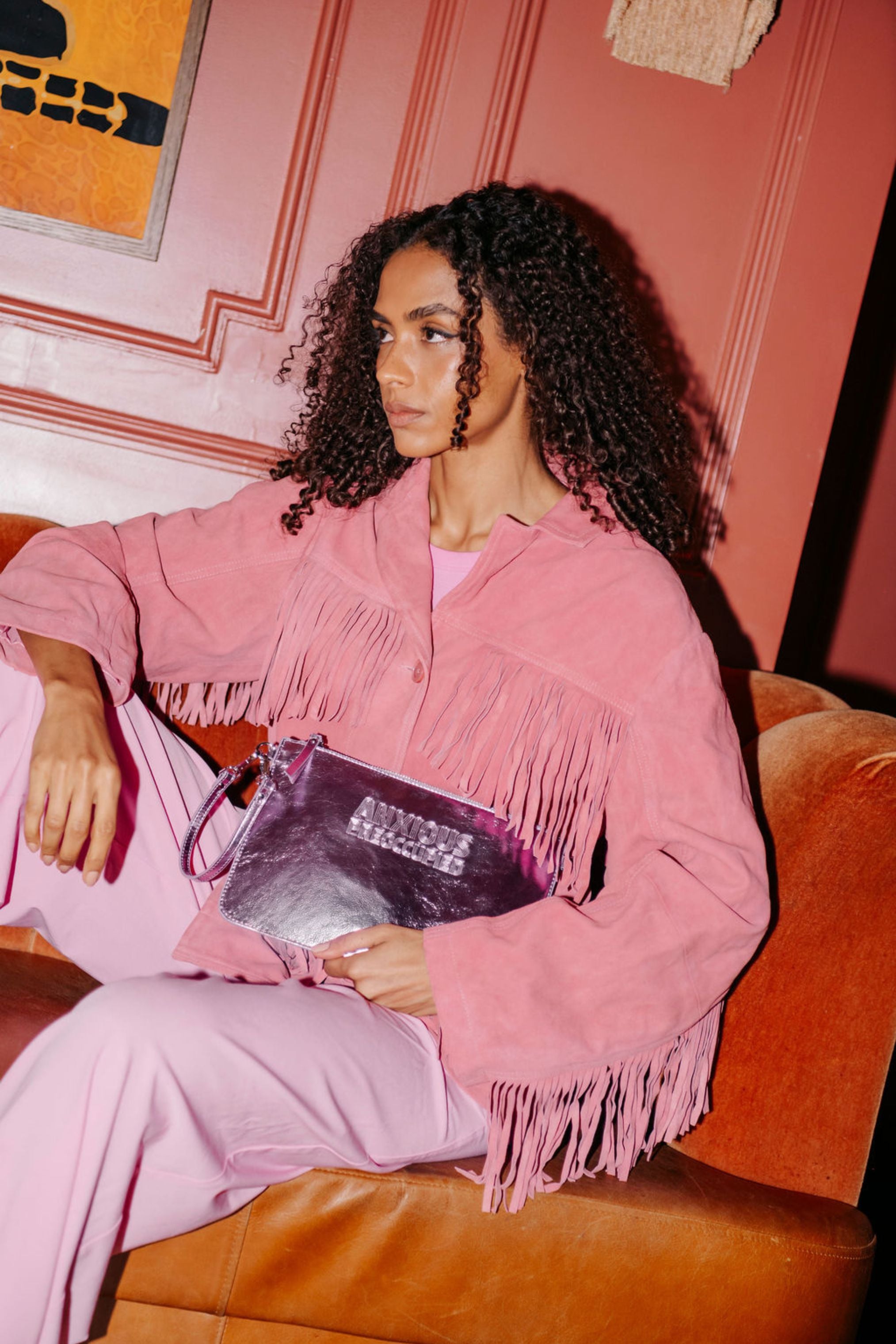 The Clutch Bag/Wallet: Lilac Metallic Wrist Removable Strap