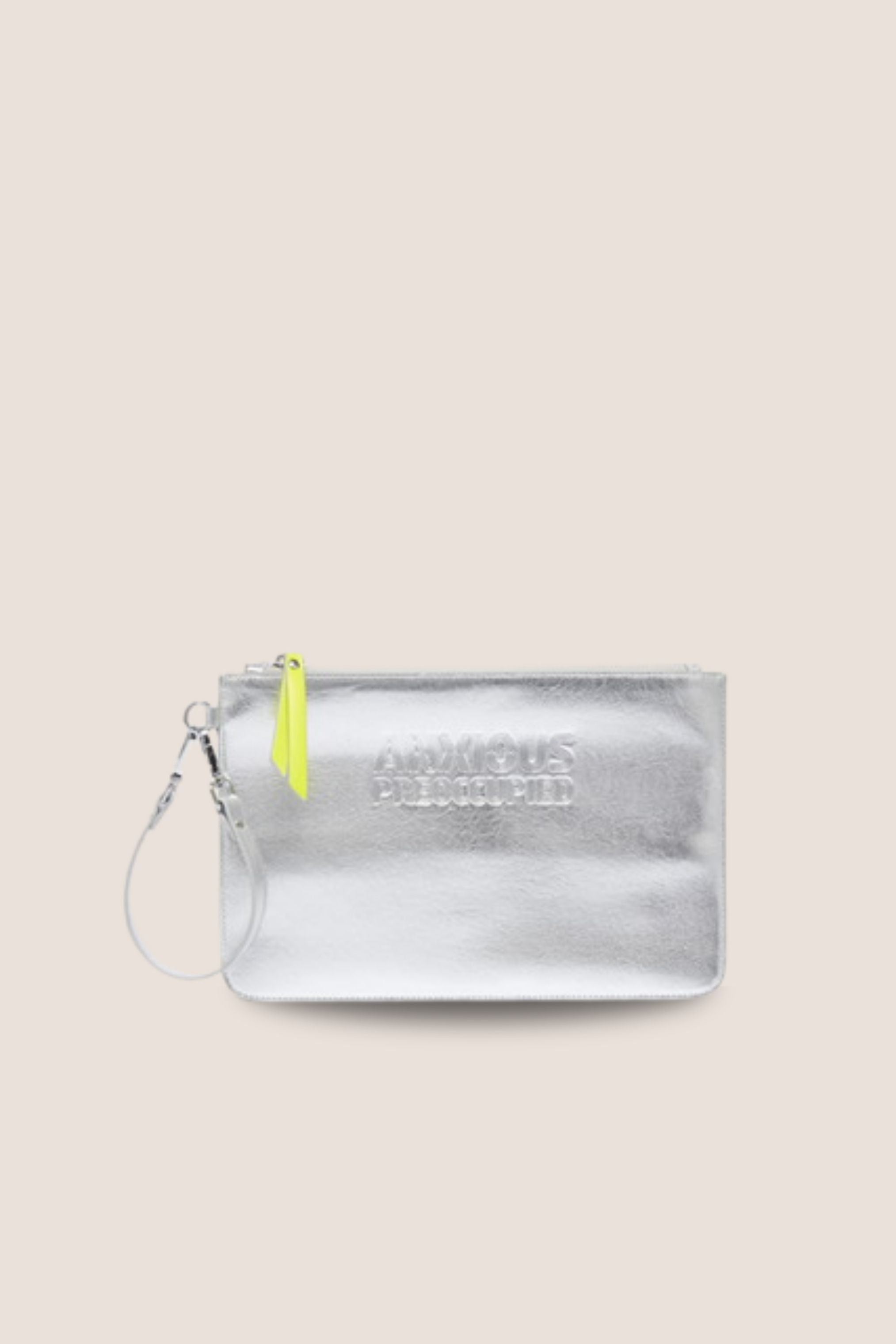 The Clutch Bag/Wallet: Silver Metallic Crossbody Removable Strap