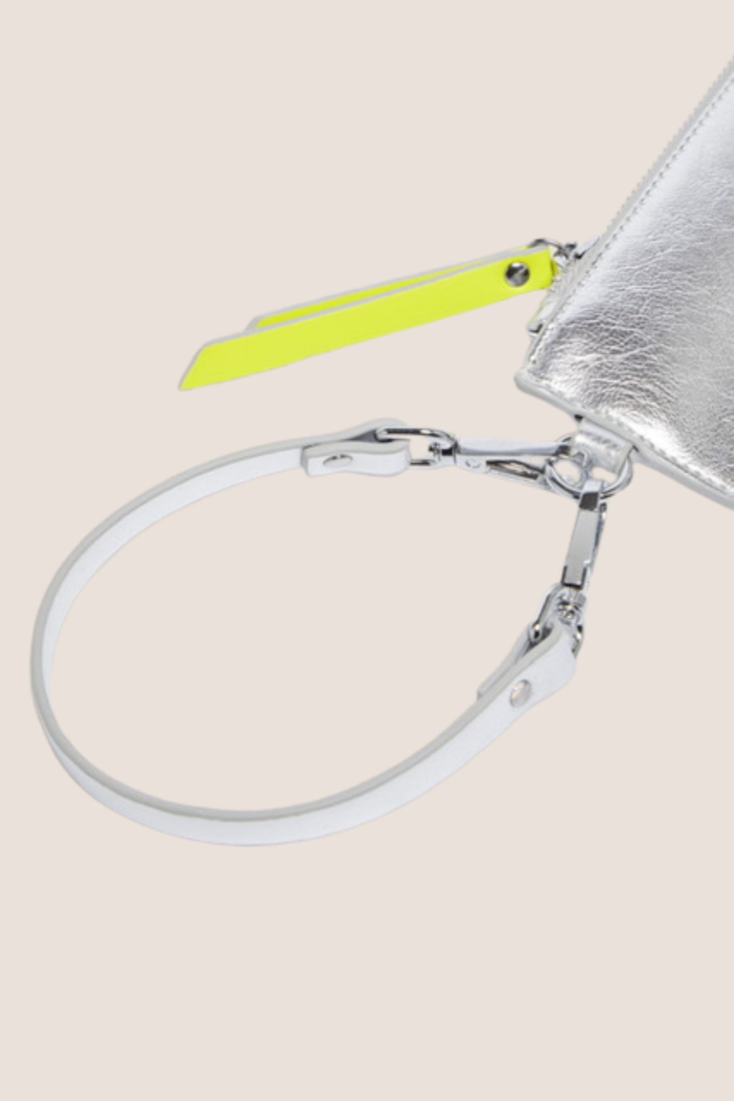 The Clutch Bag/Wallet: Silver Metallic Crossbody Removable Strap