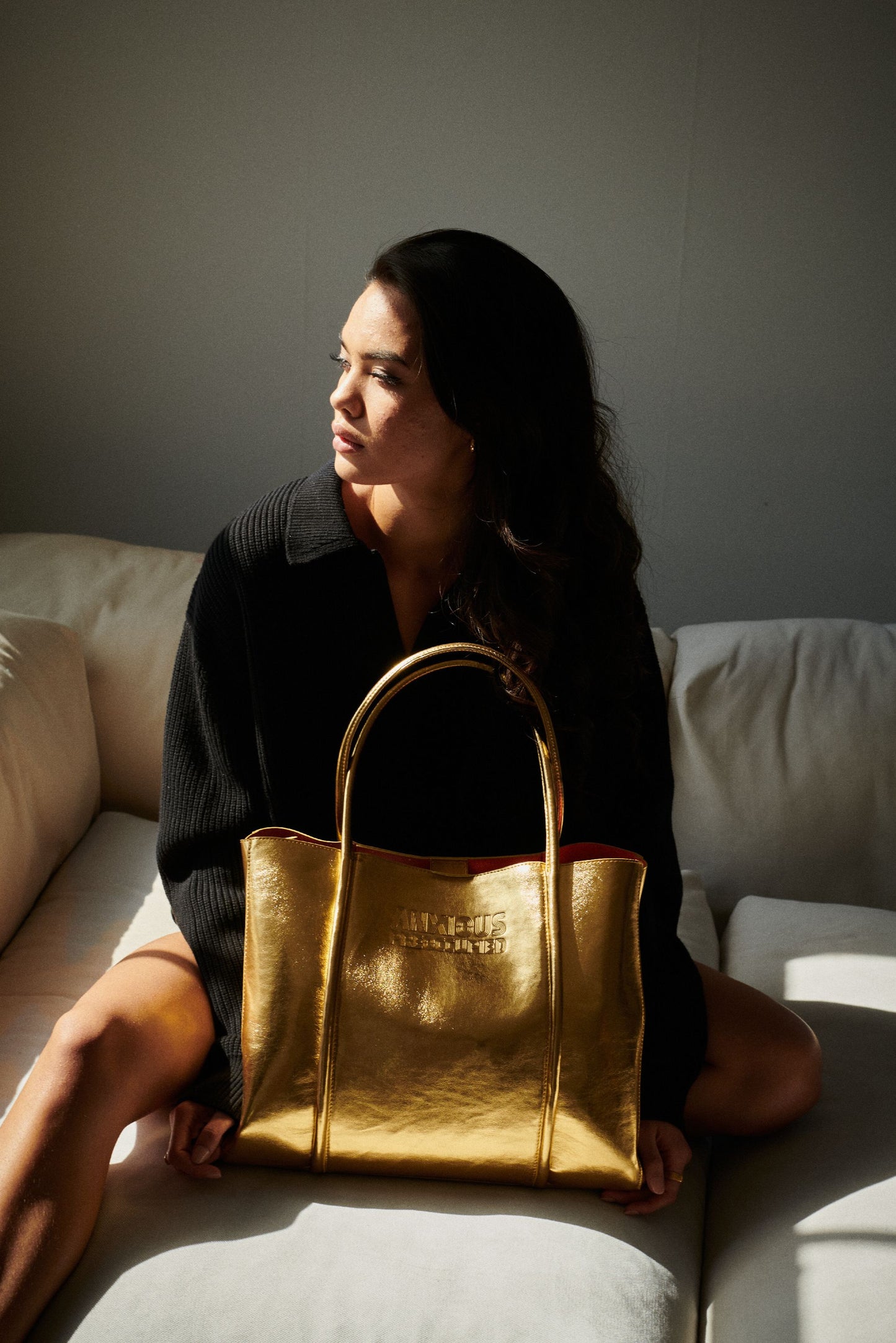 The Mid Tote Bag: Gold Metallic