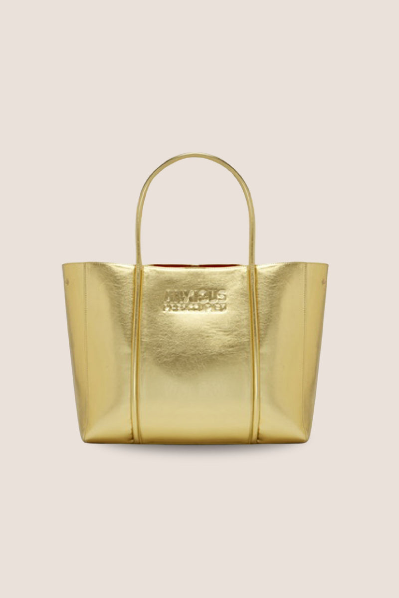 The Mid Tote Bag: Gold Metallic