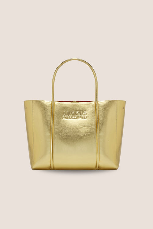 Load image 1 in gallery view. The Mid Tote Bag: Gold Metallic