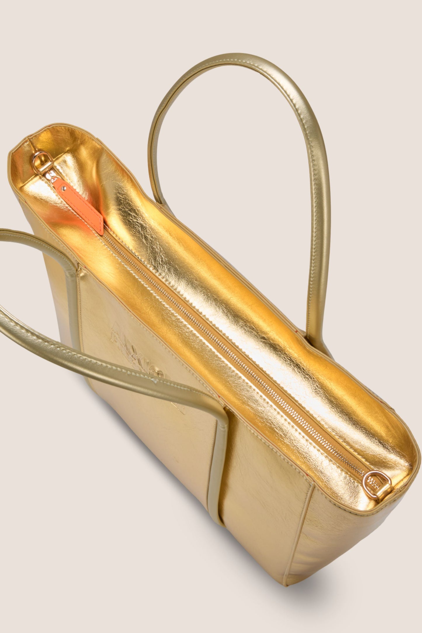 The Zipped Mid Tote Bag: Gold Metallic