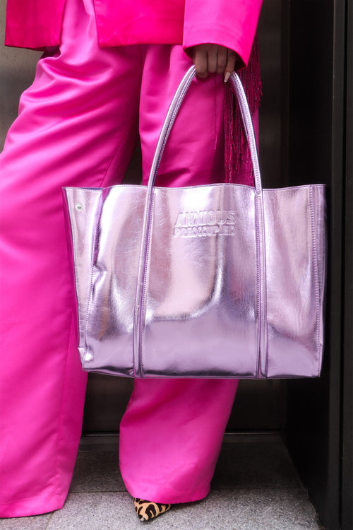 Load image 1 in gallery view. The Mid Tote Bag: Lilac Metallic