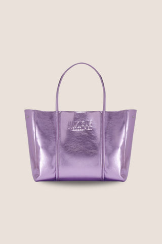 The Mid Tote Bag: Lilac Metallic
