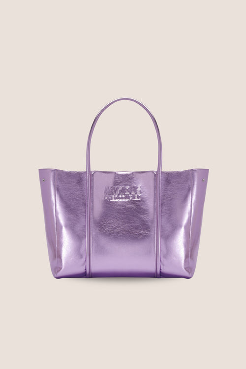 Load image 1 in gallery view. The Mid Tote Bag: Lilac Metallic