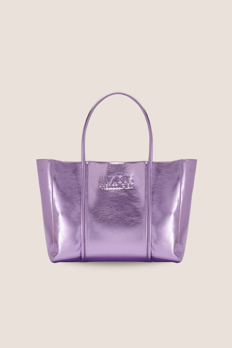 The Mid Tote Bag: Lilac Metallic