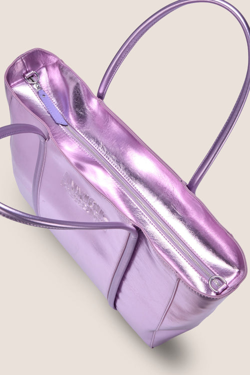 Load image 1 in gallery view. The Zipped Mid Tote Bag: Lilac Metallic