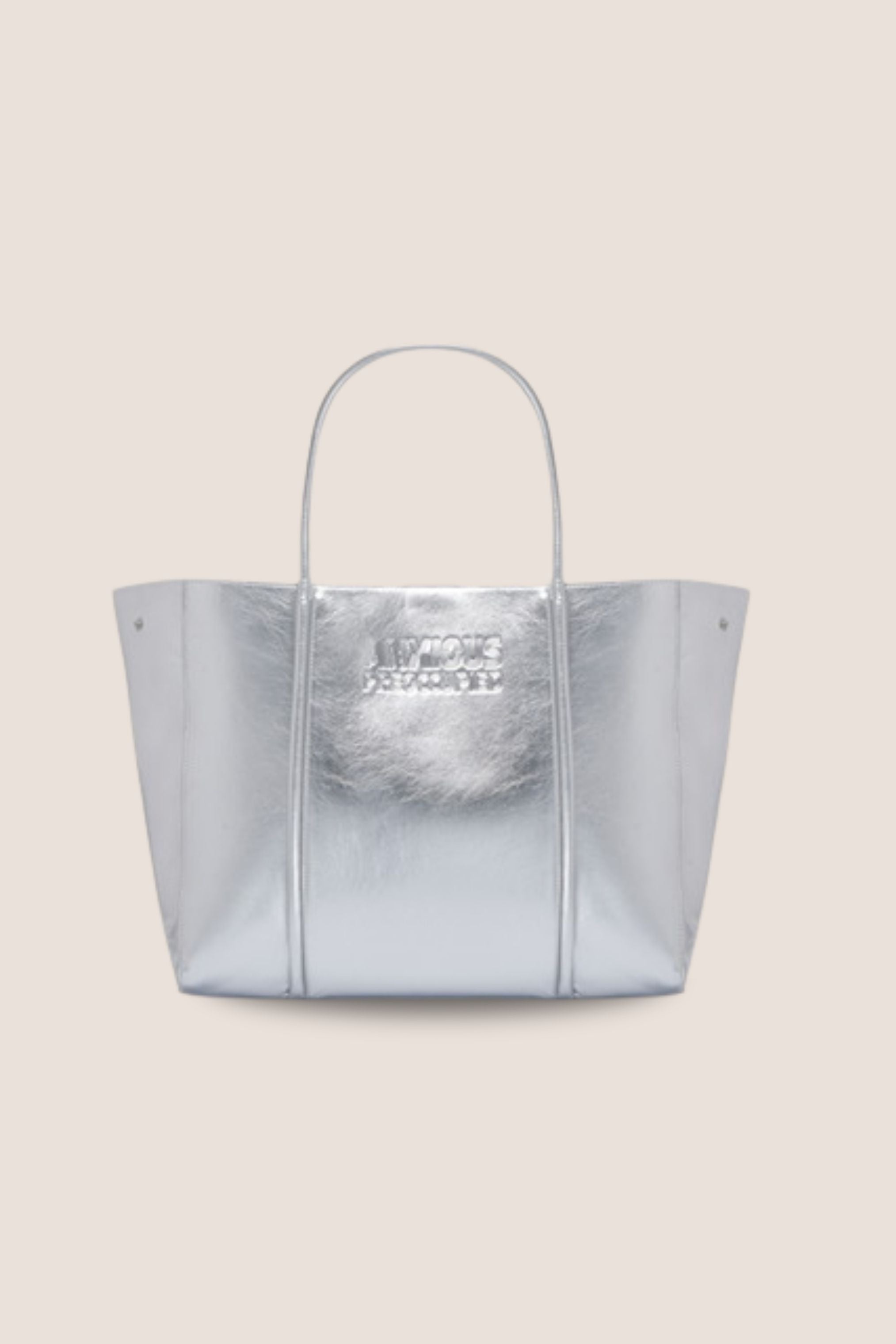 The Mid Tote Bag: Silver Metallic