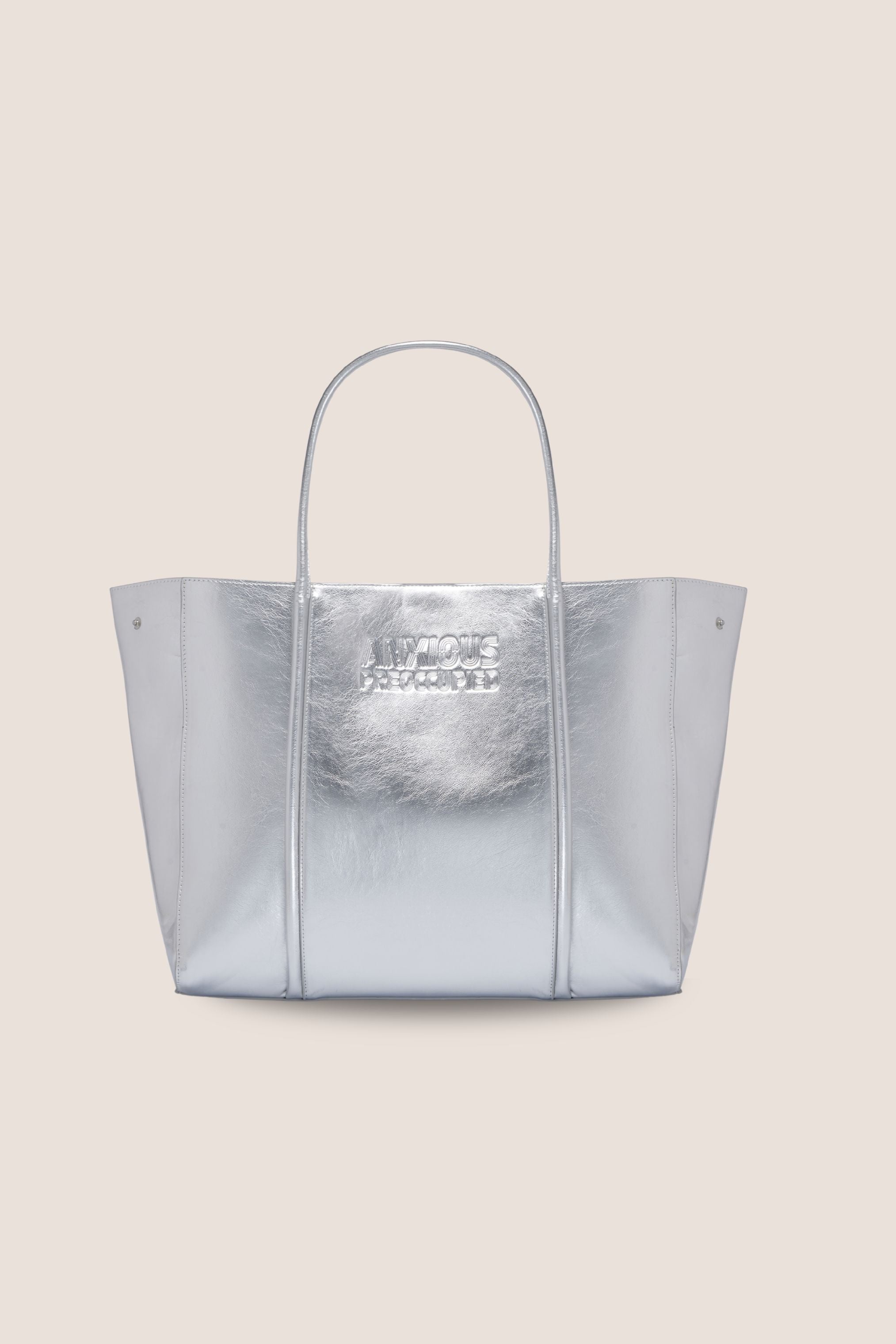 The Mid Tote Bag: Silver Metallic