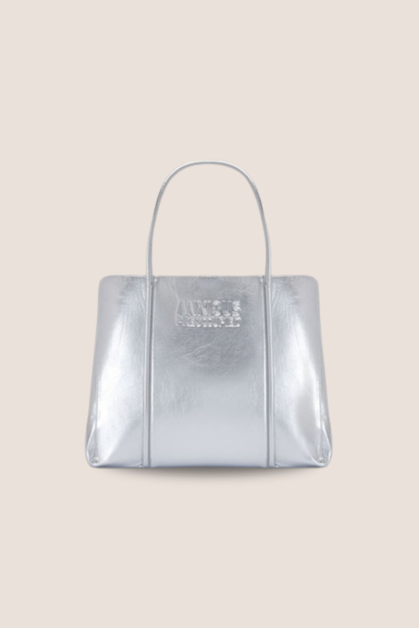 The Mid Tote Bag: Silver Metallic