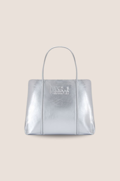 Load image 1 in gallery view. The Mid Tote Bag: Silver Metallic