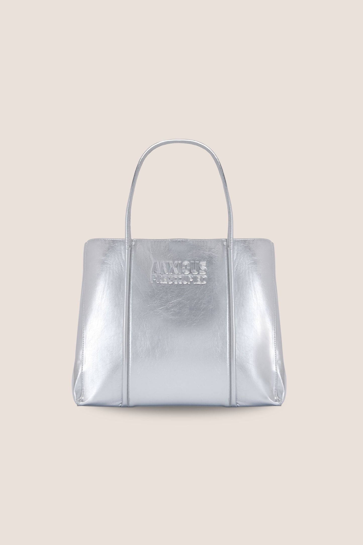 The Mid Tote Bag: Silver Metallic