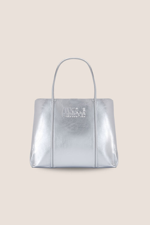 Load image 1 in gallery view. The Mid Tote Bag: Silver Metallic