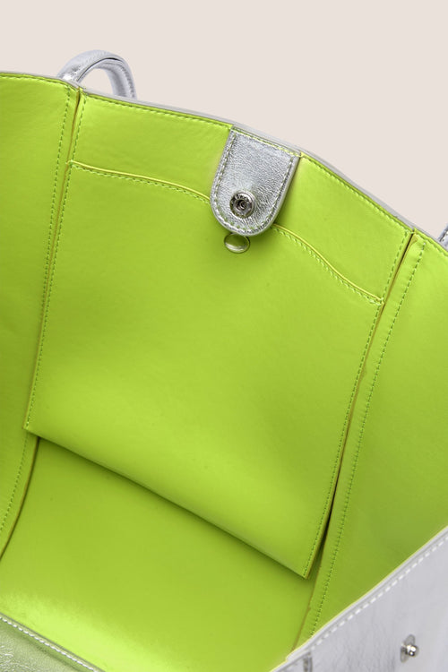 Load image 1 in gallery view. The Mid Tote Bag: Silver Metallic