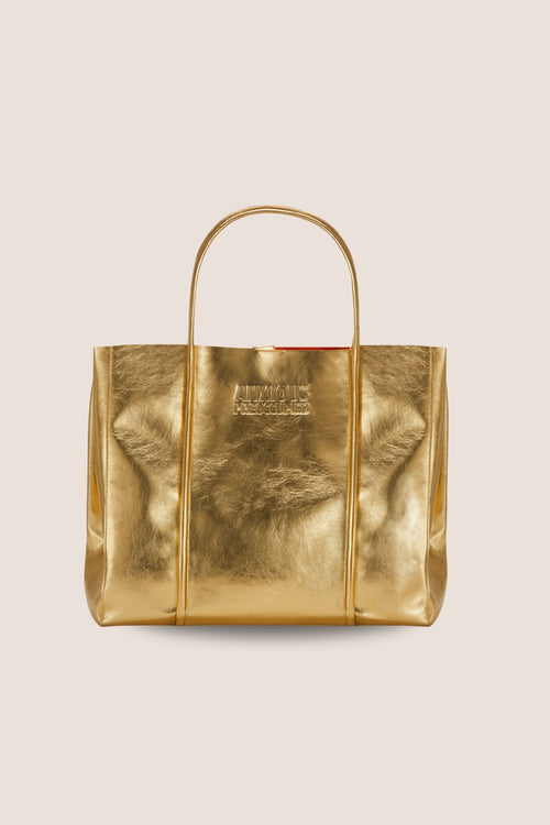 Load image 1 in gallery view. The Oversized Tote Bag: Gold Metallic