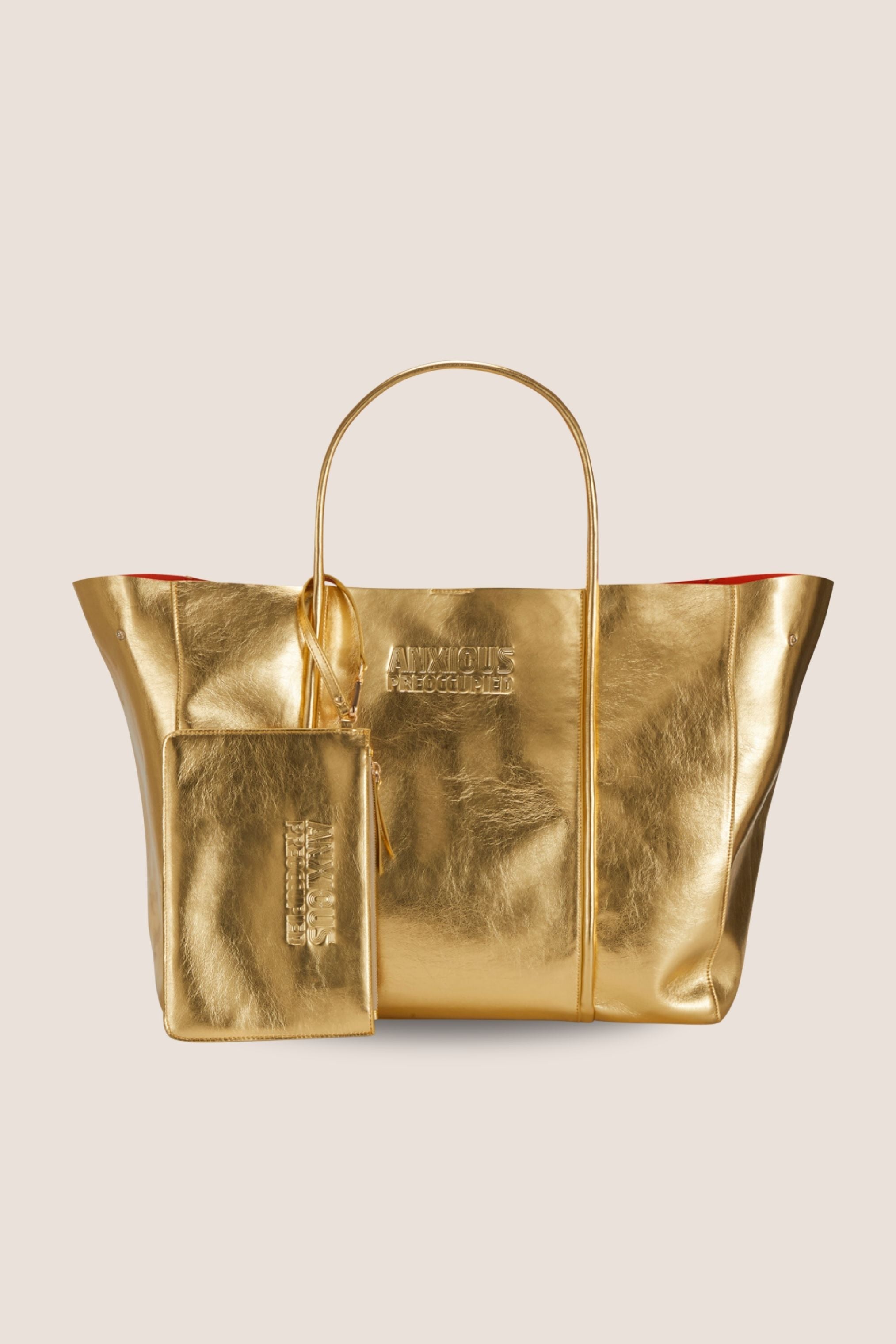 The Oversized Tote Bag: Gold Metallic