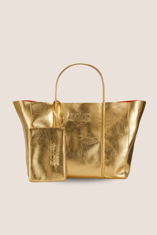 Load image 1 in gallery view. The Oversized Tote Bag: Gold Metallic