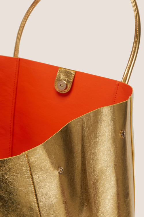 Load image 1 in gallery view. The Oversized Tote Bag: Gold Metallic