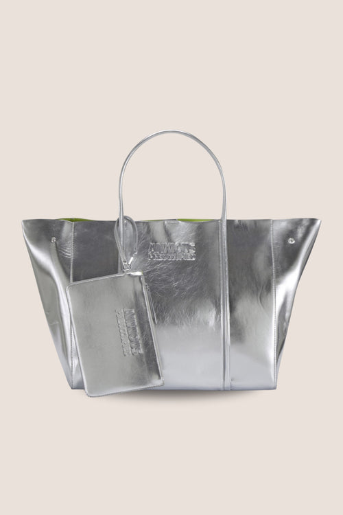 Load image 1 in gallery view. The Oversized Tote Bag: Silver Metallic