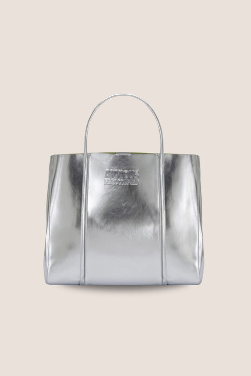 Load image 1 in gallery view. The Oversized Tote Bag: Silver Metallic