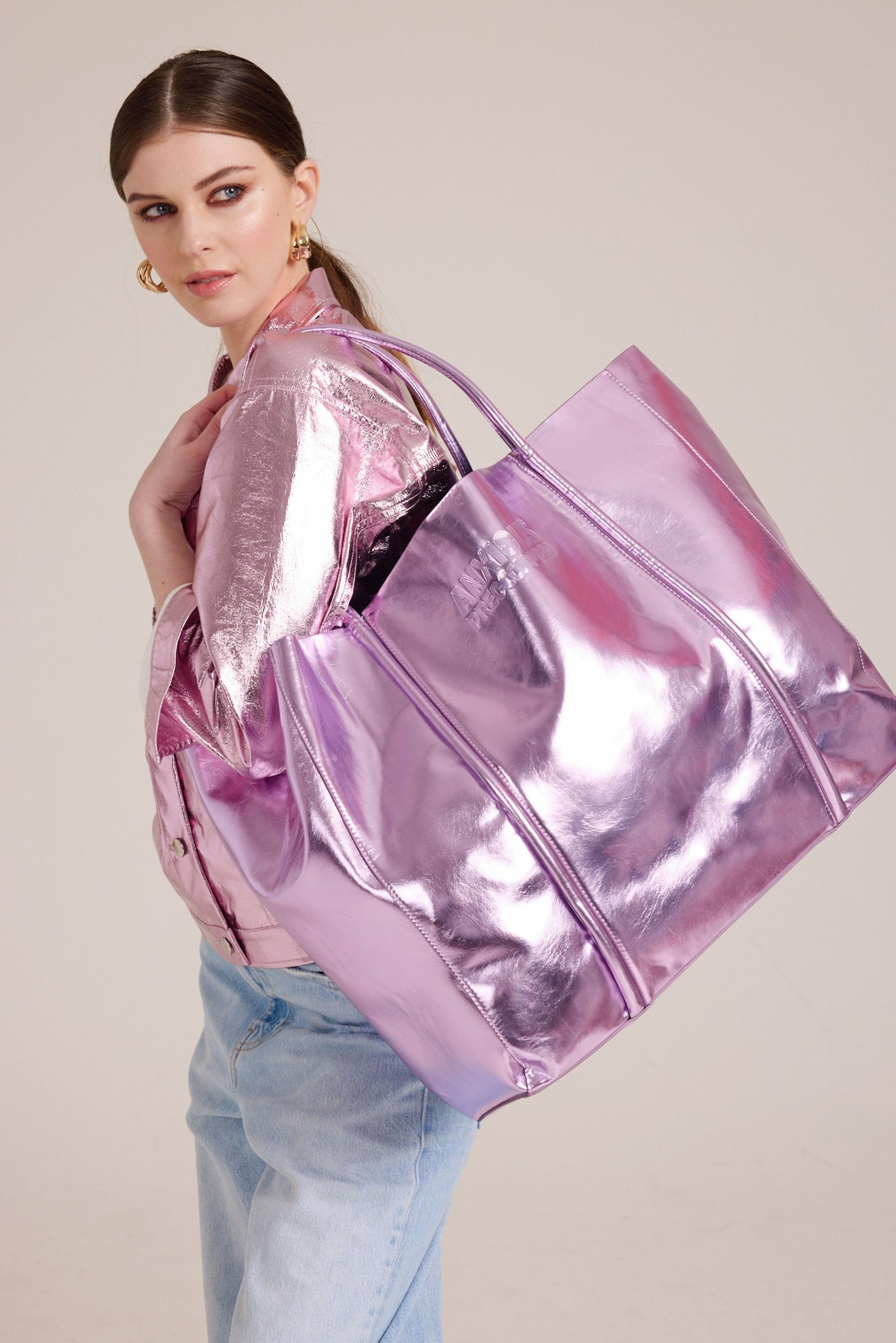 The Oversized Tote Bag: Lilac Metallic