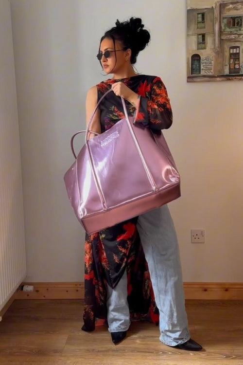 Load image 1 in gallery view. The Oversized Tote Bag: Lilac Metallic