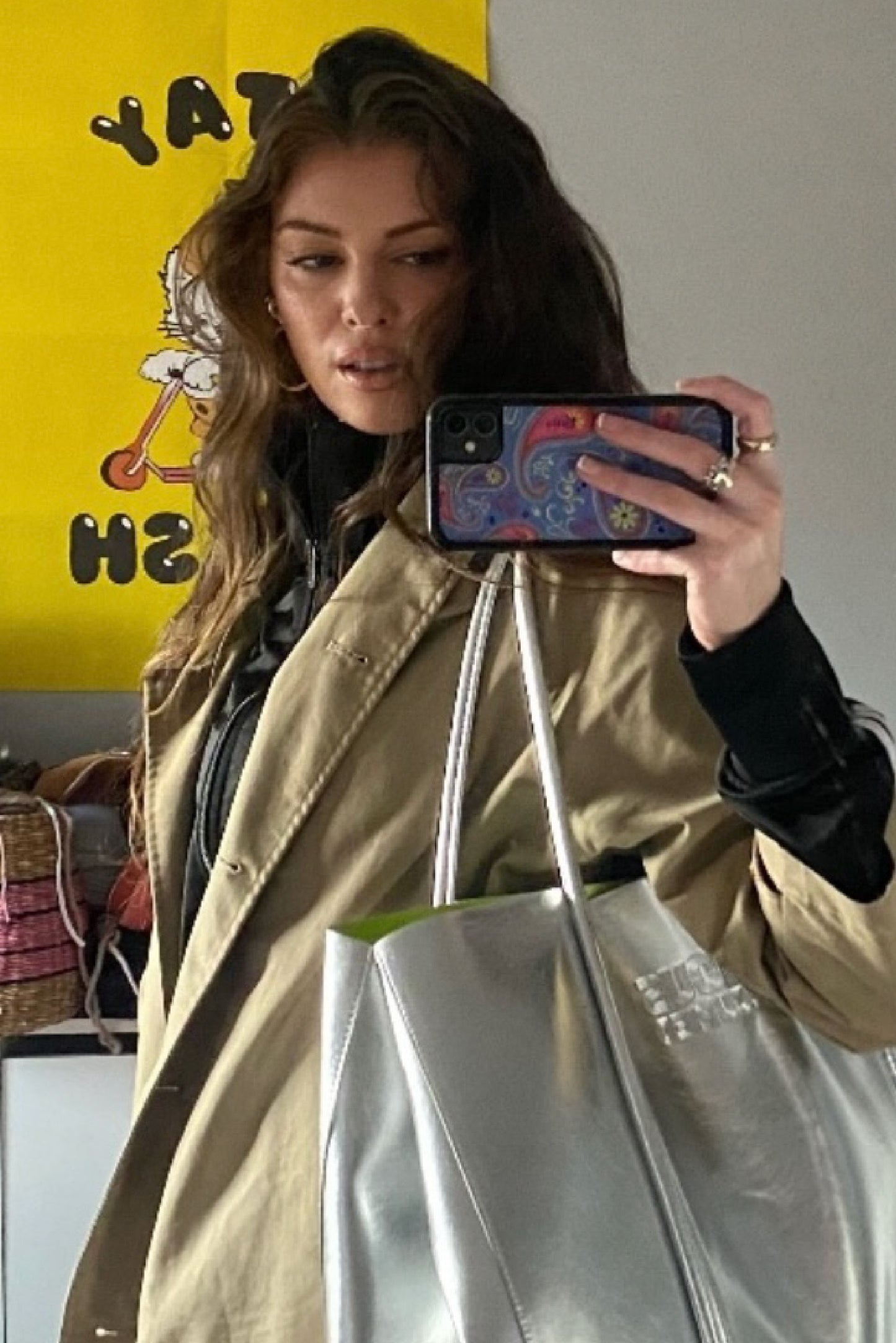 The Oversized Tote Bag: Silver Metallic