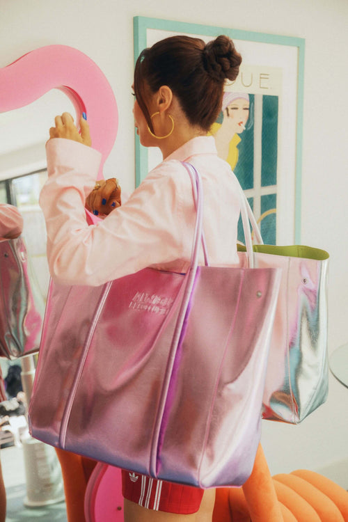 Load image 1 in gallery view. The Oversized Tote Bag: Lilac Metallic
