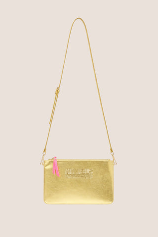 The Clutch Bag/Wallet: Gold Metallic Crossbody Removable Strap