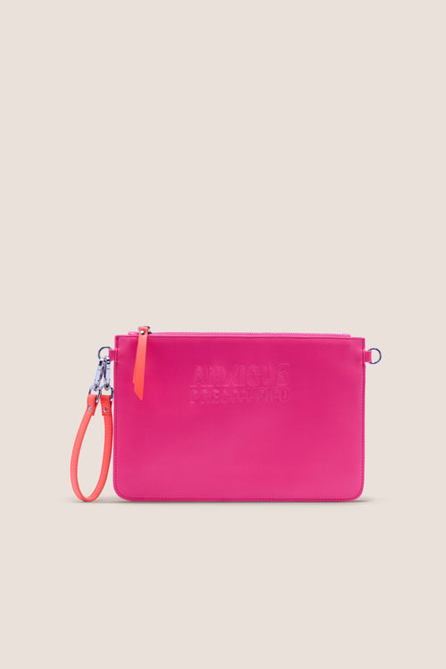 Load image 1 in gallery view. The Clutch Bag/Wallet: Neon Pink Crossbody Removable Strap