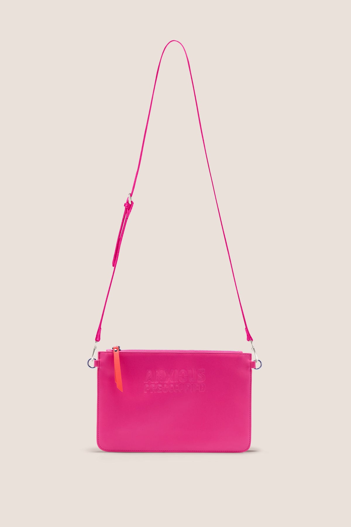The Clutch Bag/Wallet: Neon Pink Crossbody Removable Strap