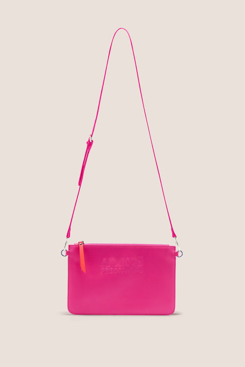 Load image 1 in gallery view. The Clutch Bag/Wallet: Neon Pink Crossbody Removable Strap