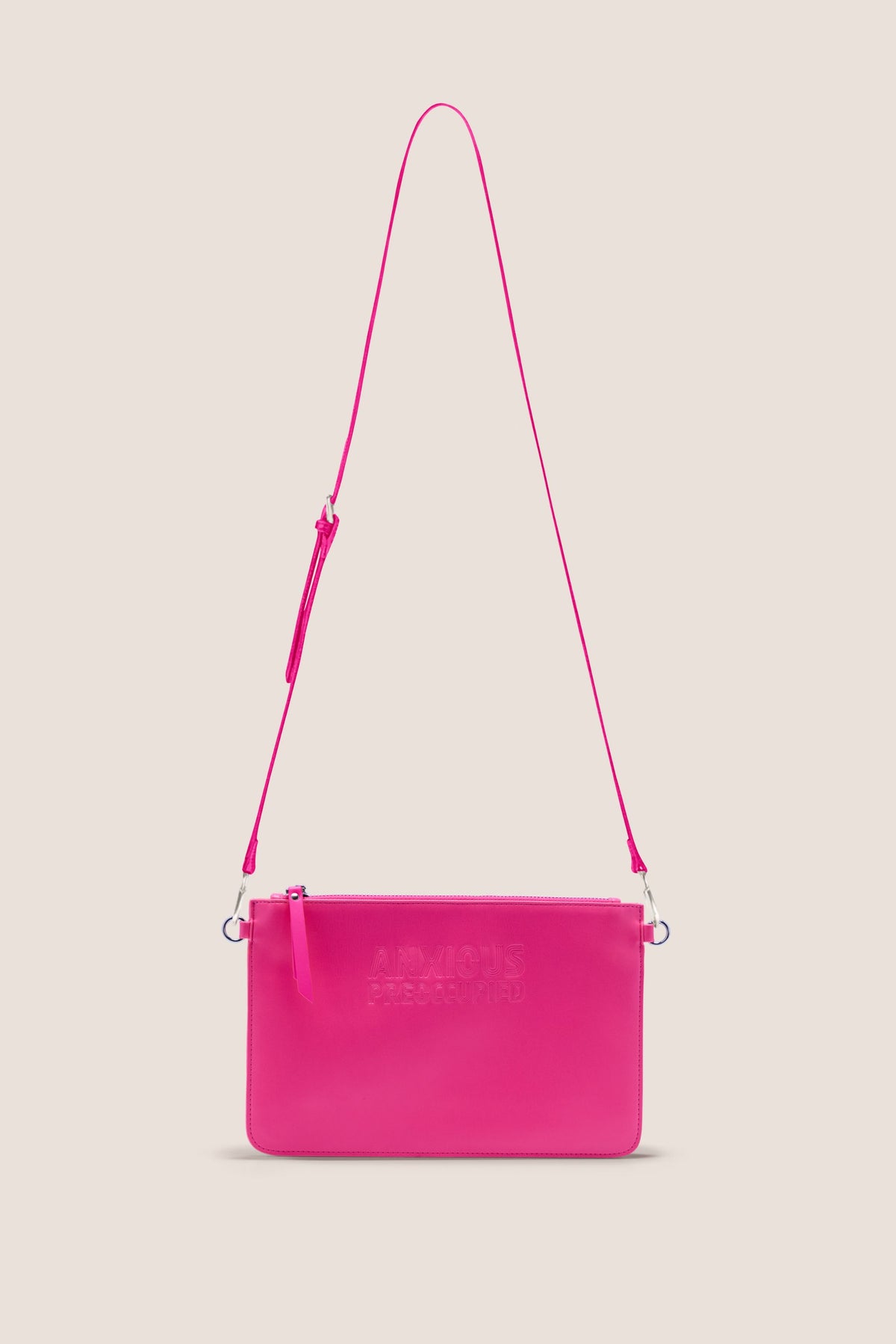 The Clutch Bag/Wallet: Neon Pink Crossbody Removable Strap