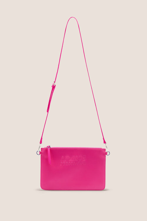 Load image 1 in gallery view. The Clutch Bag/Wallet: Neon Pink Crossbody Removable Strap
