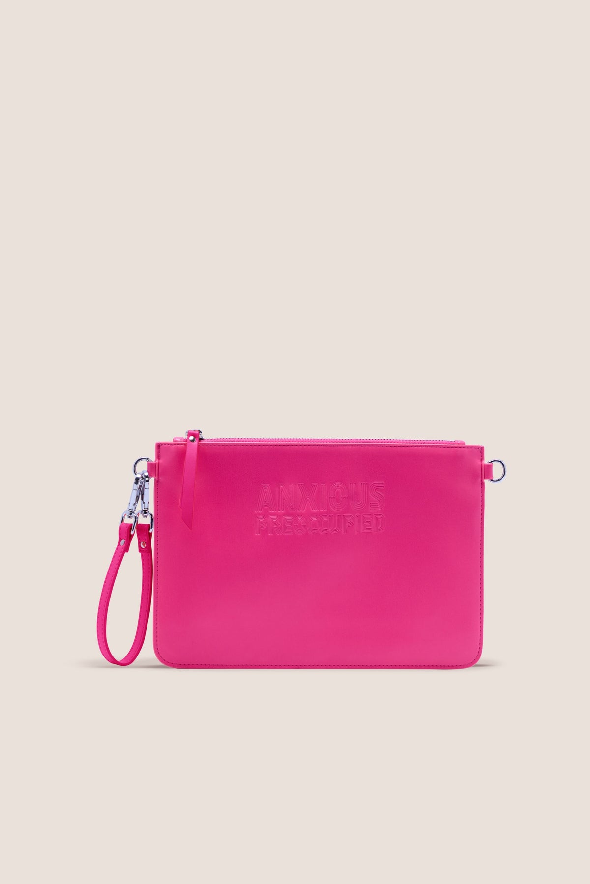 The Clutch Bag/Wallet: Neon Pink Crossbody Removable Strap