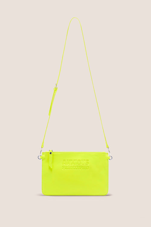 Load image 1 in gallery view. The Clutch Bag/Wallet: Neon Yellow Crossbody Removable Strap