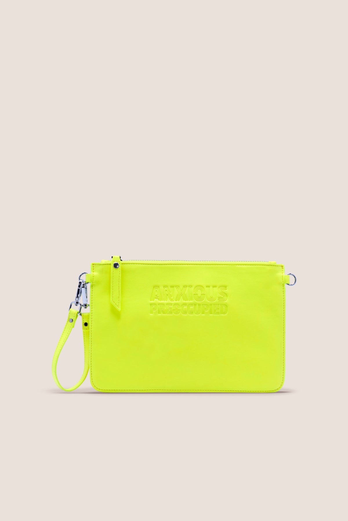 The Clutch Bag/Wallet: Neon Yellow Crossbody Removable Strap
