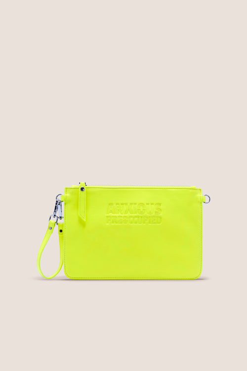 Load image 1 in gallery view. The Clutch Bag/Wallet: Neon Yellow Crossbody Removable Strap