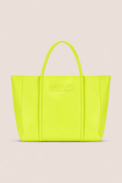 Load image 1 in gallery view. The Zipped Mid Tote Bag: Neon Yellow
